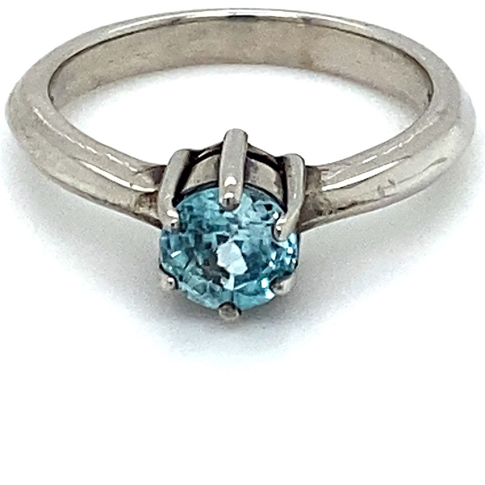 Blue Zircon 1.40ct Solid 925 Sterling Silver Ring